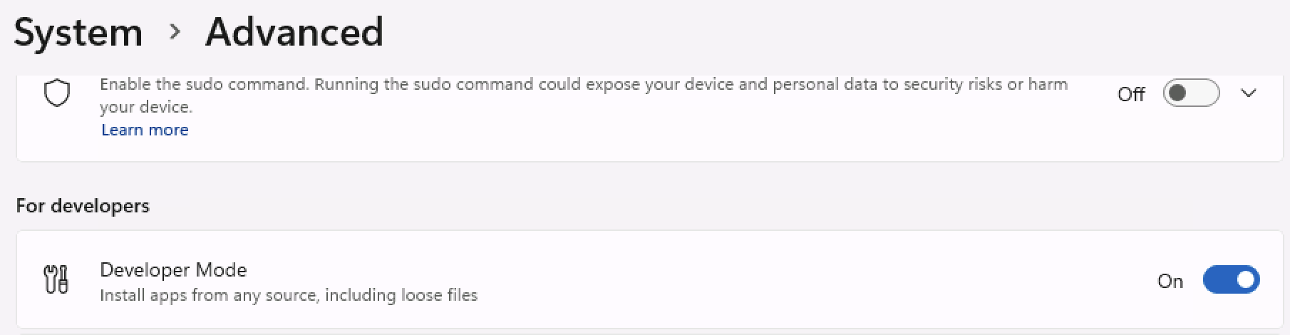 Enable developer mode