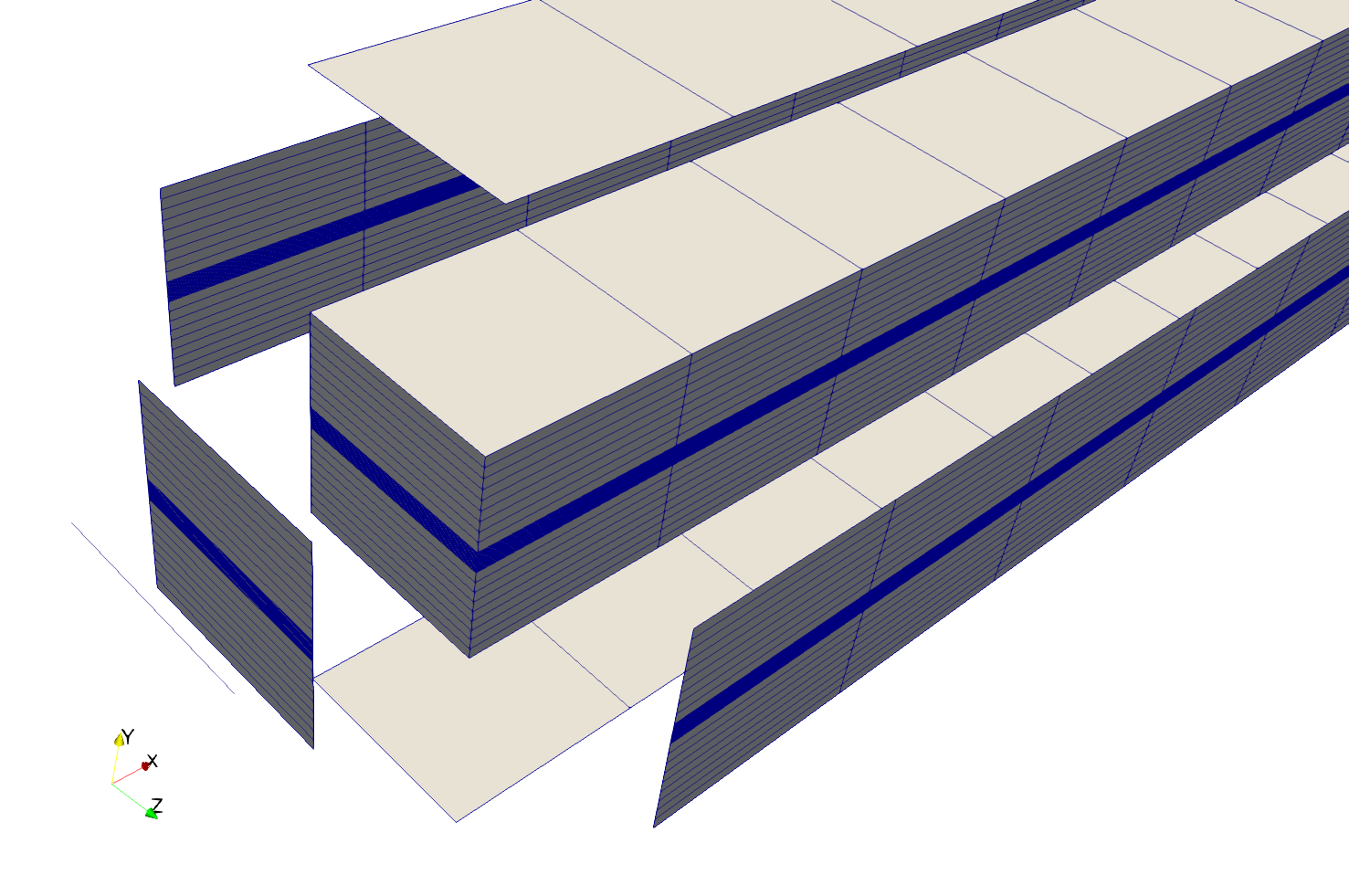 The front part of the mesh with the extracted geometries
