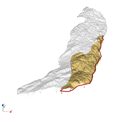 Marked elements in polygonal region are colored yellow