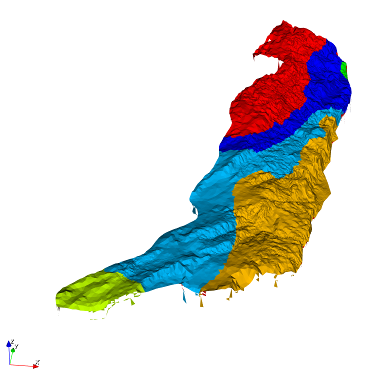 Marked regions visualized by different colors