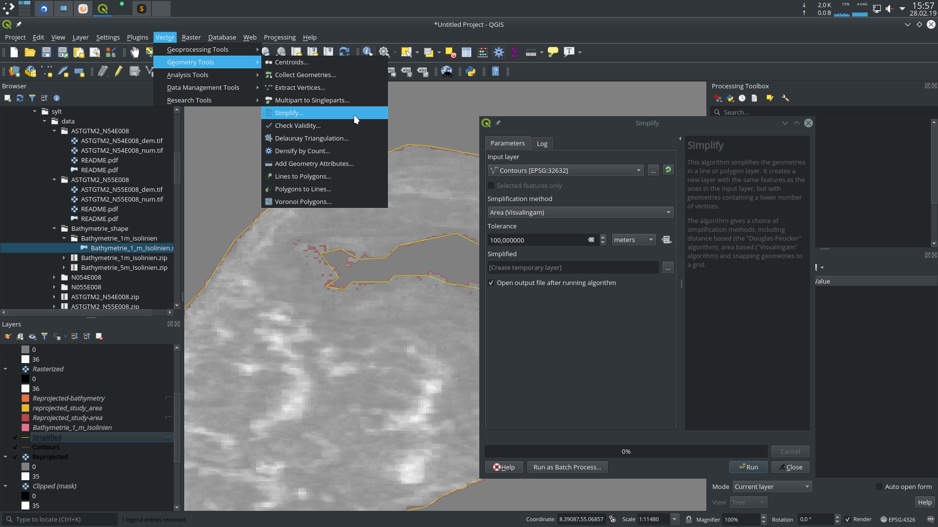 Simplify extracted coastline