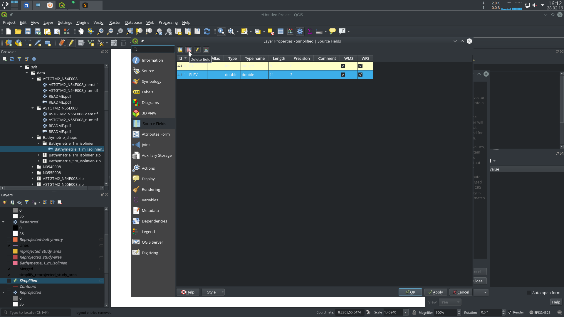 Delete fields of polyline