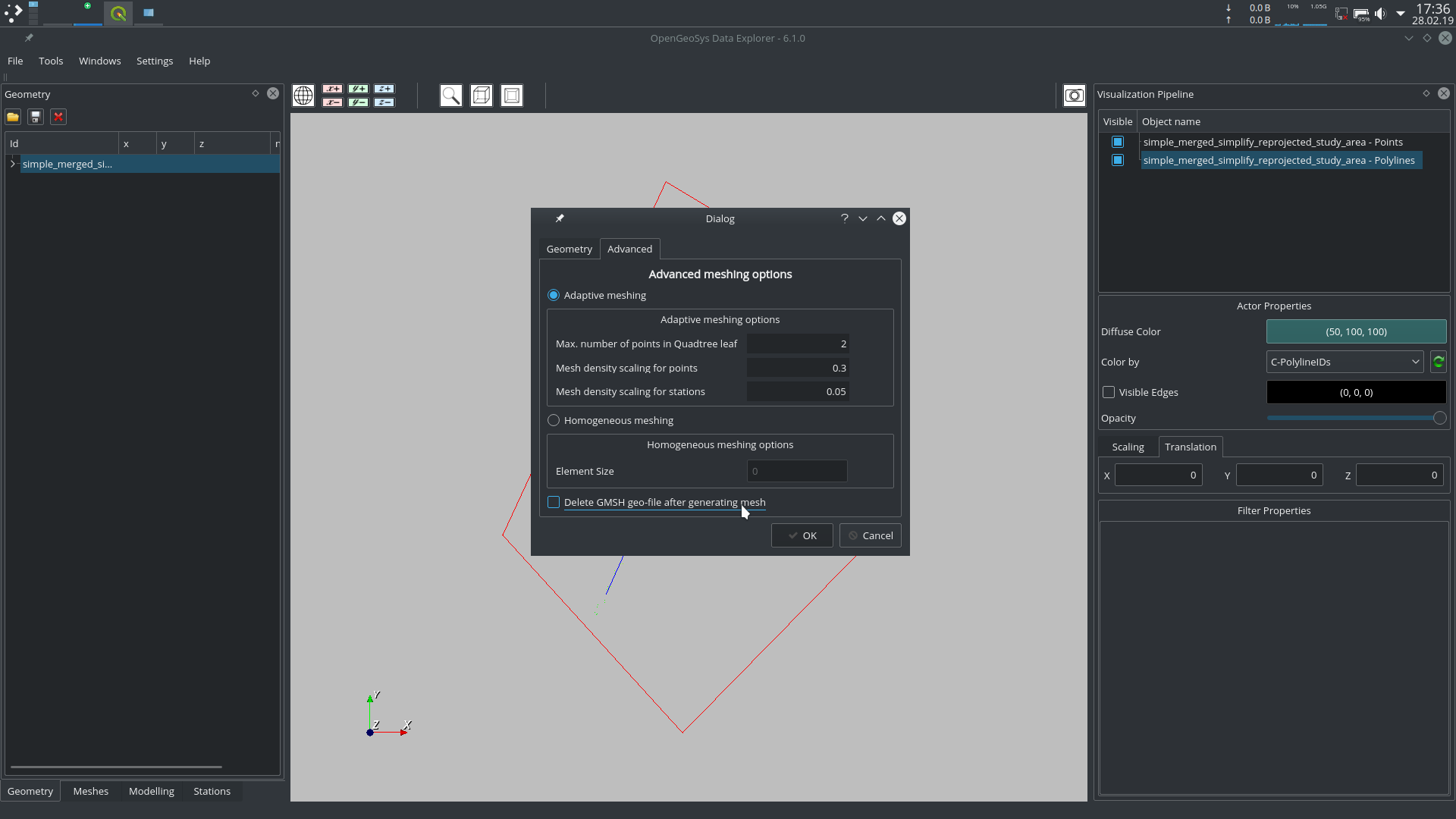 Advanced meshing settings