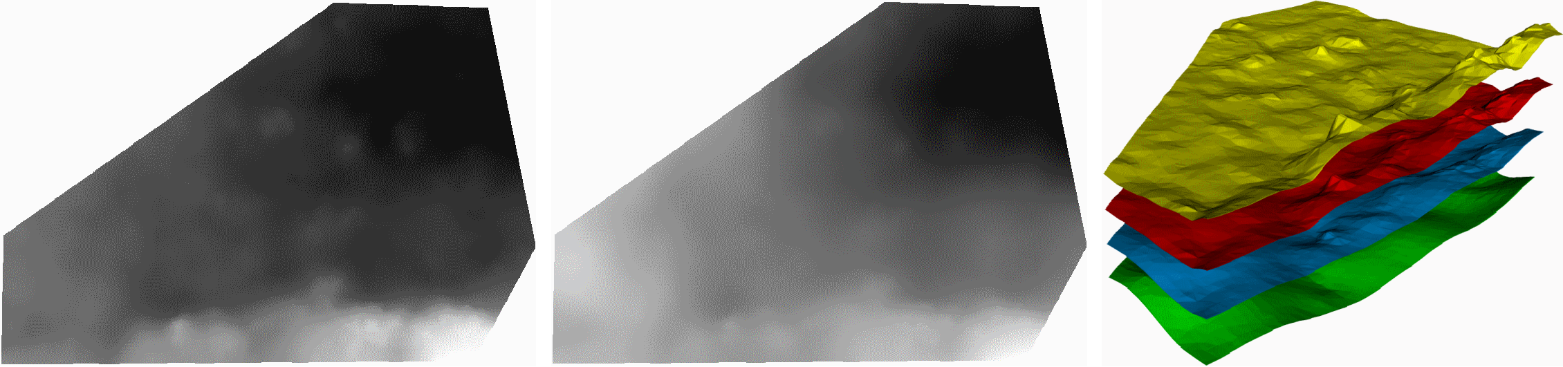 For n=2, two new raster are generated, represented here in red and blue.